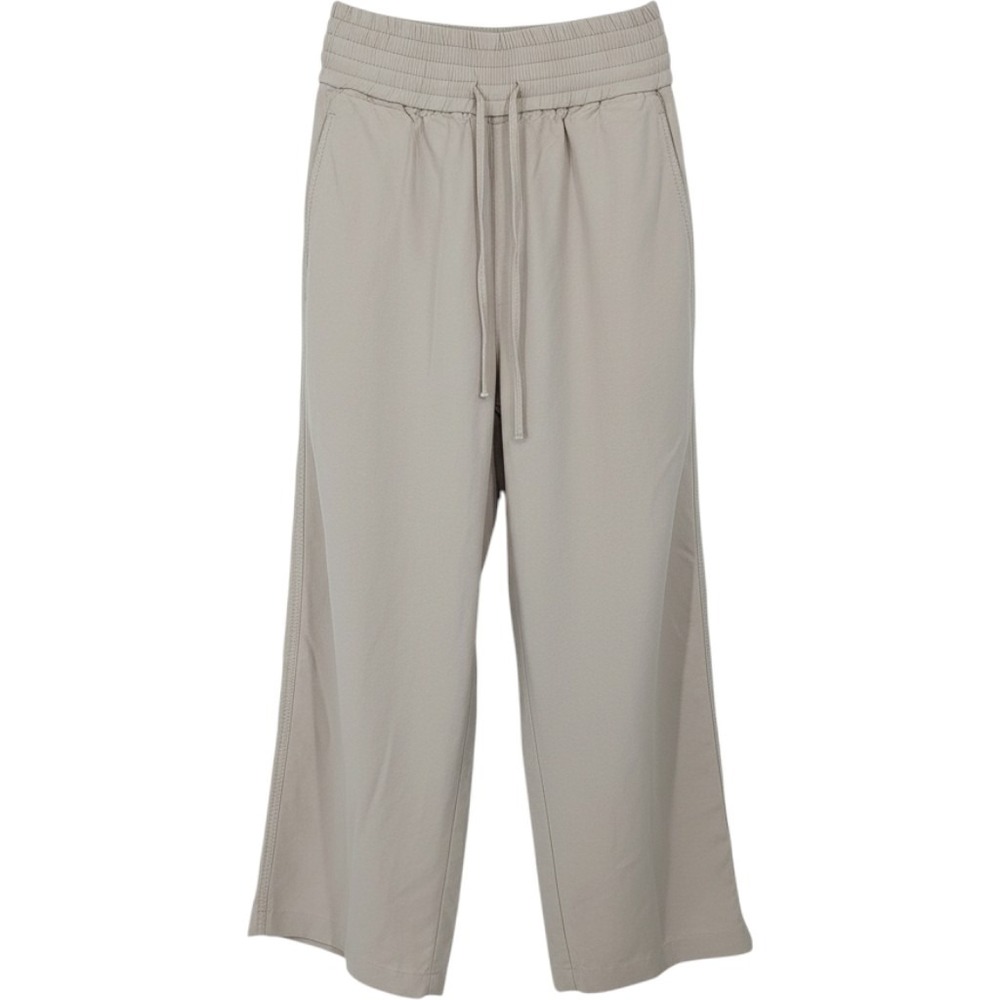 Zara Wide Leg Pants Women Small Beige Viscose Elastic Waist Pull On Minimalist